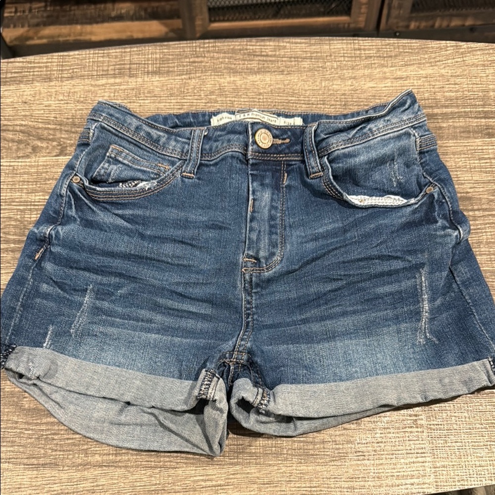High rise denim shorts